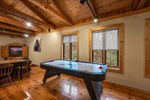 Game Room: Air Hockey with a stunning woodland view