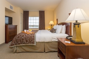 Drift to sleep in the comfortable bed.