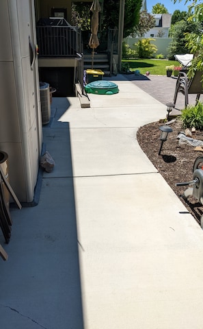 Walkway to basement stairs