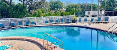 Two community pools with hot tubs