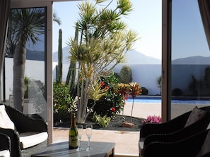 Shady terrace with lovely garden view