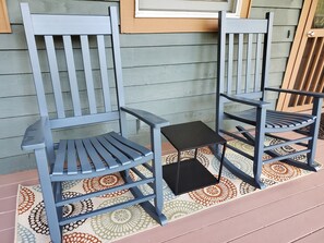 Rocking chairs on the front porch.