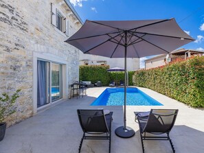 Swimming Pool, Blue, Outdoor Furniture, Umbrella, Resort, Furniture, Composite Material, Chair, Shade, Sunlounger