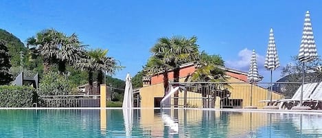 L'Eau, Ciel, Bâtiment, Plante, Bleu Azur, Arbre, Piscine, Paysage Naturel, Maison, Rectangle