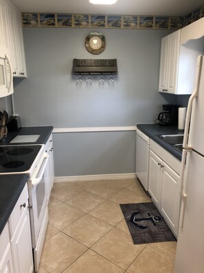 Fully stocked kitchen. 