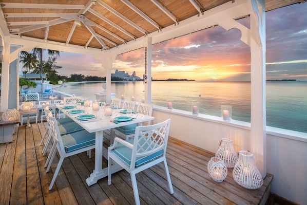 Watch the sunset while having dinner in the Gazebo.