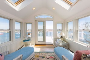 Sunroom and deck with panoramic views