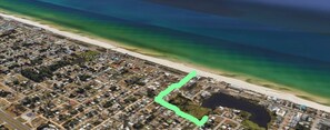 0.3 mile walk or golf cart ride to the reserved beach!