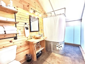 Your glamping tent at East Zion Resort is one of the only glamping tents in the area with a private bathroom inside the tent!