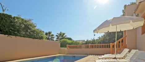 Sky, Water, Daytime, Plant, Azure, Shade, Swimming Pool, Building, Outdoor Furniture, Architecture