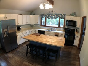 Spacious kitchen with large island


