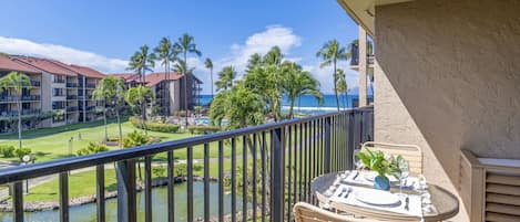 Enjoy outdoor dining with ocean views