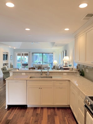 Renovated kitchen that opens to living room