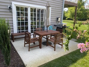 Back patio overlooking pond