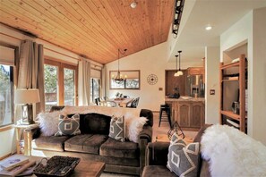 Open floor plan. Comfy fold out couch with memory foam mattress.