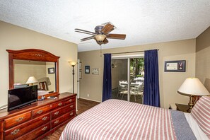 Queen master bedroom with HDTV