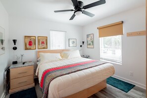 This large bedroom with King bed offers additional storage and relaxed vibe, with excellent décor.