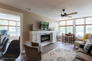 Please note that the fire place is not functional and is purely decorative.