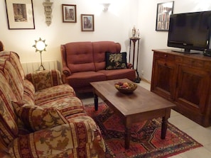 Comfortable Living Room; sofa sleeper facing TV