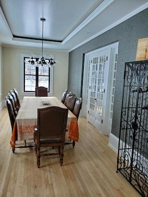 Dining room with seating for up to 12.