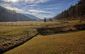 Der freie Blick aus dem Garten ins Enztal reicht bis nach Enzklösterle.