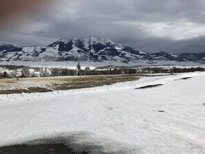 View of Emigrant Peak from the front porch last winter.