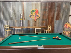 Man Cave in garage - pool table, ping pong, darts, flat screen TV!