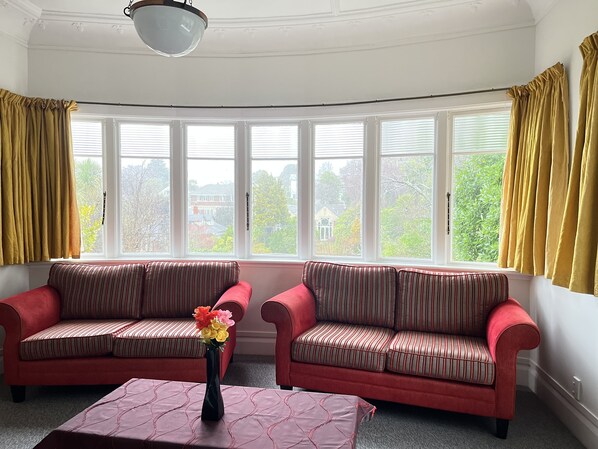 Lounge with garden and street view