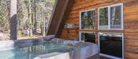 The Hot tub provides a great place to relax and unwind.