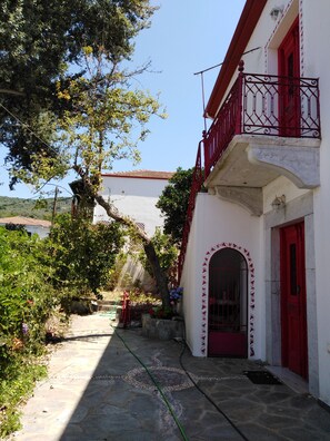 the front door of the ground floor apartment