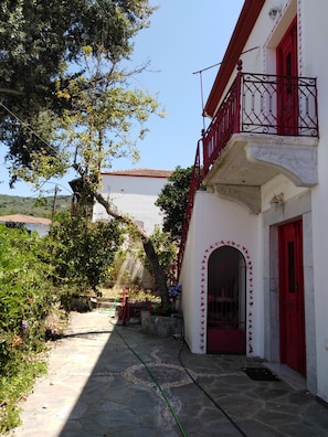 the front door of the ground floor apartment