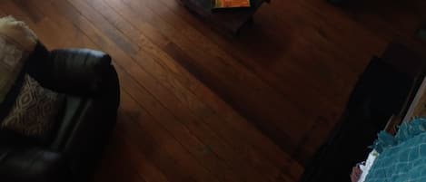 View of living room from loft
