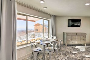 Dining Area | Dishes & Flatware Provided | Mountain Views