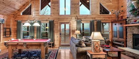 What A Lodge says it all! Window wall showcases views of Mt LeConte!
