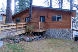 The cabins are in the trees overlooking Harriman Springs, Rocky Point Oregon.