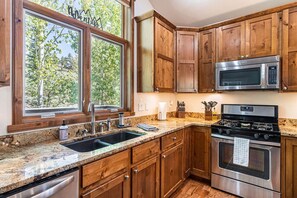 Kitchen with stainless steel appliances