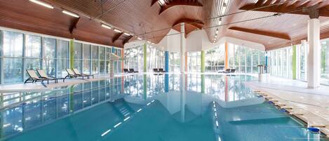 Dive into the lovely indoor pool after a great day!