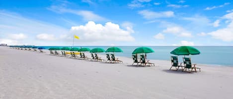 We provide beach chairs in the unit but guests can also rent from beach service