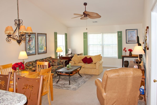 Open Floor Plan with high ceiling and lots of light.