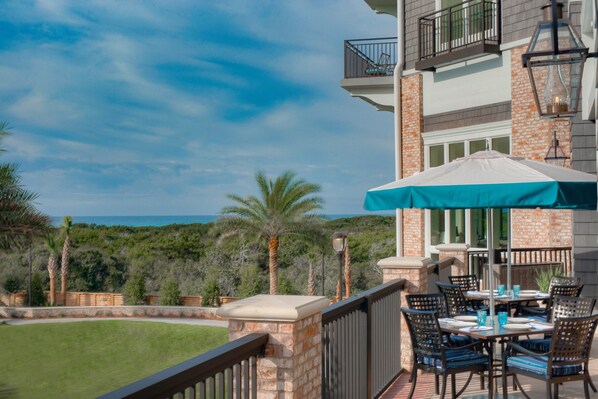 Outdoor seating at the property with a view, ideal for dining or simply enjoying the scenery.