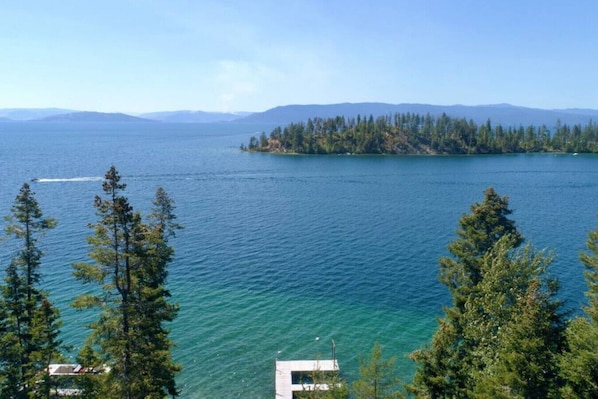 View of Flathead Lake and dock from above :)