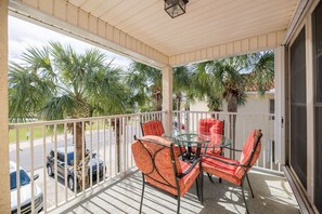 Sweet deck for dining, people watching. Coffee on the deck anyone?