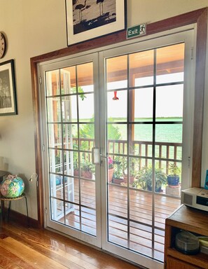 French doors going out to the lagoon deck.