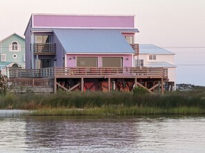 View of My Happy Place from the little lagoon at sunset