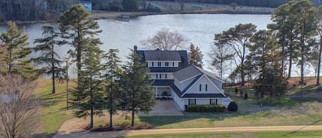 Aerial Perspective of our quaint waterfront home, right on Queen's Creek!