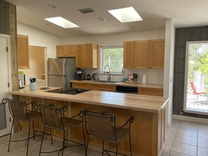 New Kitchen counter tops custom made butcher block by local craftsman. 