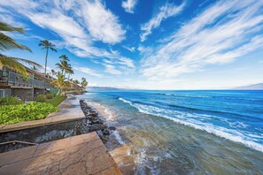 View of the seawall and ocean vistas.  