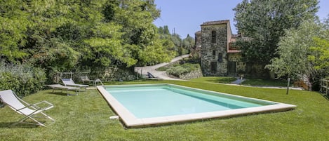 Plant, Sky, Swimming Pool, Shade, Tree, Rectangle, Grass, Shrub, Urban Design, Recreation