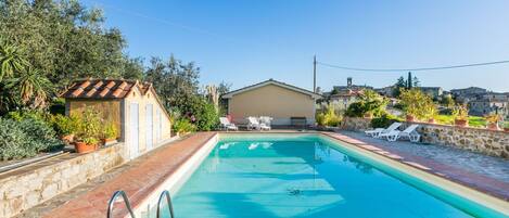 Water, Plant, Sky, Property, Swimming Pool, Azure, Tree, Rectangle, Grass, Shade