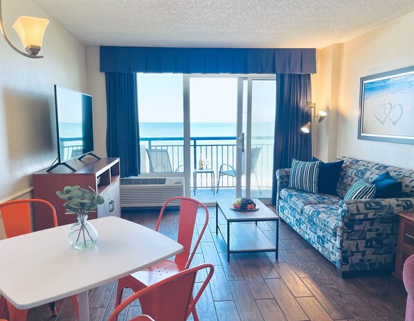 Our living room is perfect spot to gather and enjoy the view!